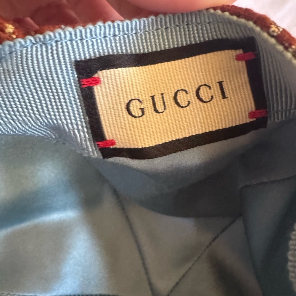 Gucci Brown Rust Cooper Silver Logo Baseball Hat Cap sz 57 - Picture 5 of 7